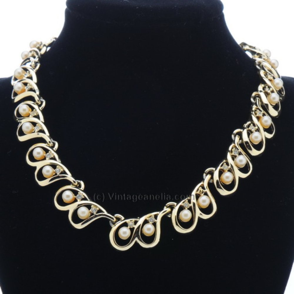 Charel Pearl and Rhinestone Necklace